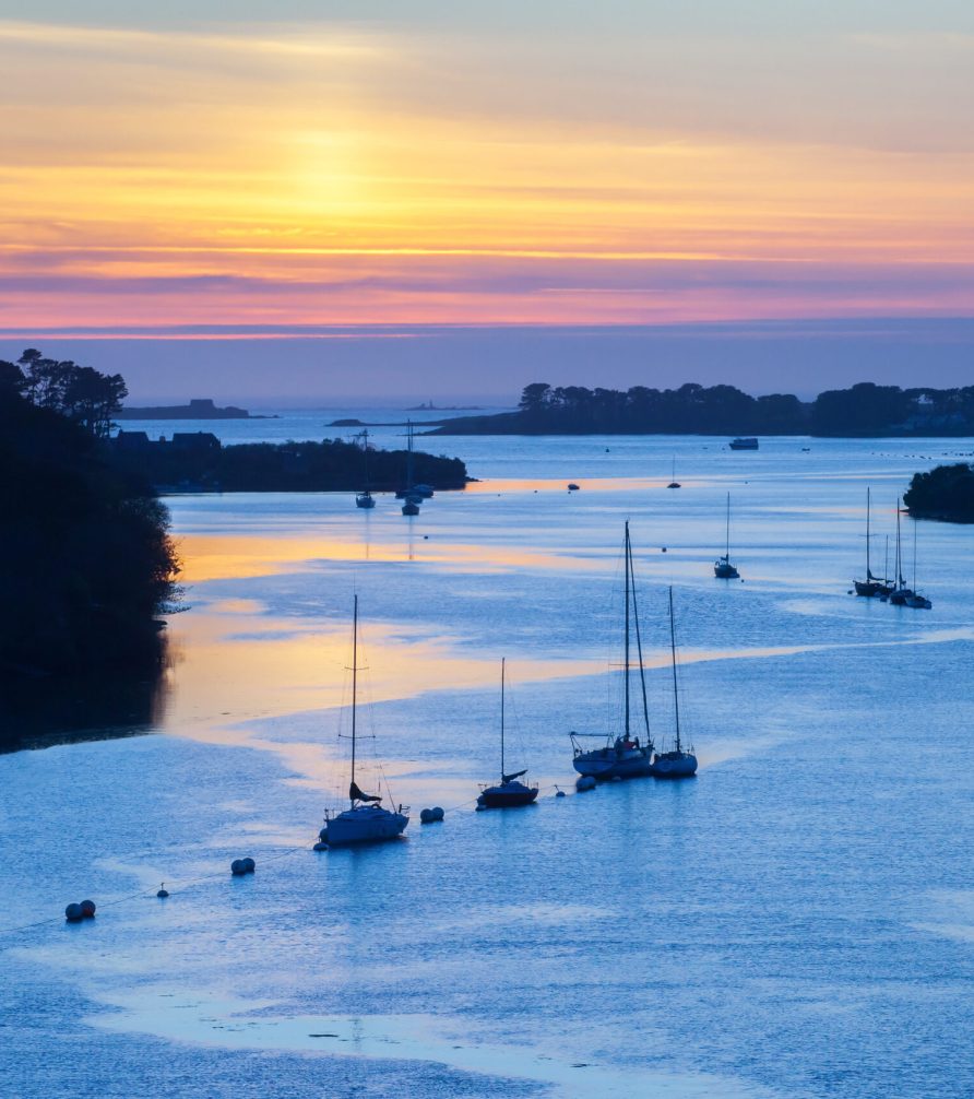 Coucher de soleil sur l'aber Wrac'h, Finistère, Bretagne